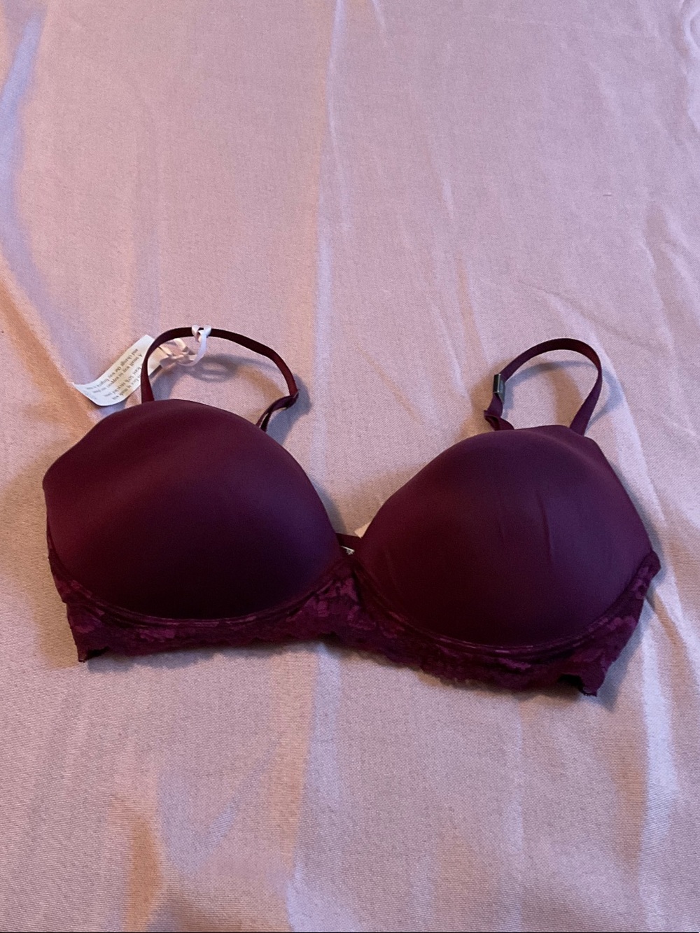 Victoria's Secret molded bra with lace trim - plum